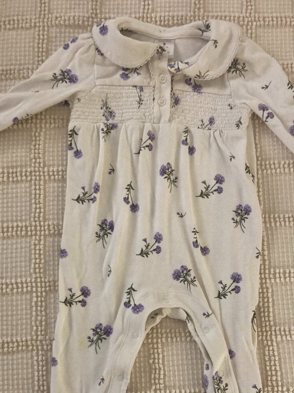 Nordstrom Baby Girl Peter Pan Collar Romper Outfit Floral (9 months)